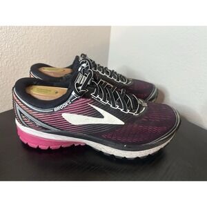 Brooks Ghost 10 Running Shoes Womens Size 9 Black Pink Medium B 1202461B067
